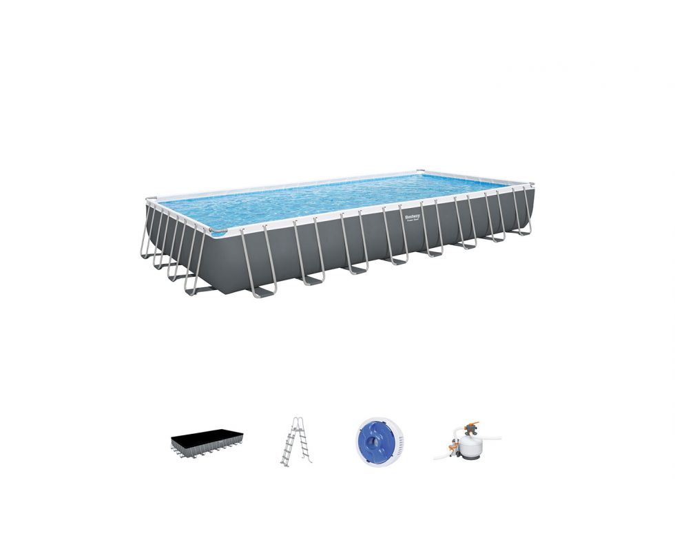Set piscina fuori terra rettangolare Power Steel da 956x488x132 cm