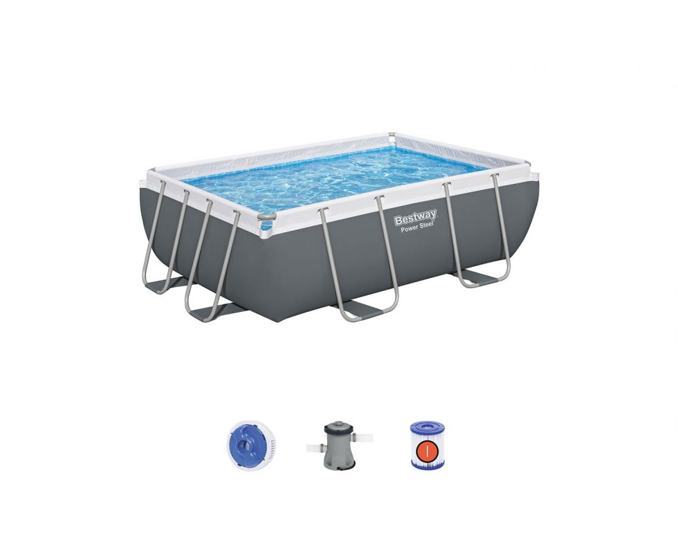Set piscina fuori terra rettangolare Power Steel da 282x196x84 cm